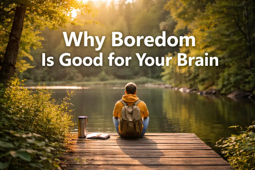 person sitting quietly in nature illustrating the mental benefits of boredom and mind wandering